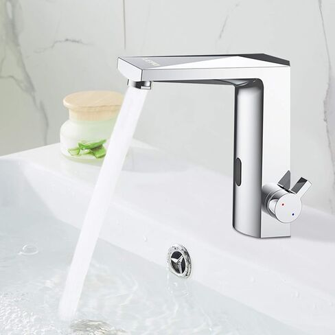 Touchless Sensor Faucets, Automatic Motion Smart Bathroom Wash Basin Sink Faucet, Single Handle Brass Faucets Suitable for Kitchen Bathroom Basin Hotel (Matte Black) in Saudi Arabia