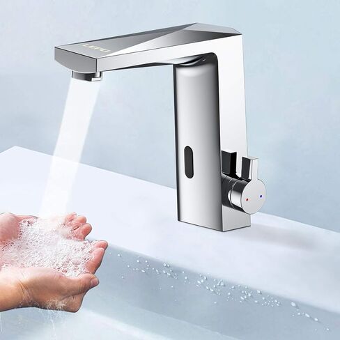 Touchless Sensor Faucets, Automatic Motion Smart Bathroom Wash Basin Sink Faucet, Single Handle Brass Faucets Suitable for Kitchen Bathroom Basin Hotel (Matte Black) in Saudi Arabia