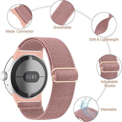 Stretchy Nylon Solo Loop Band Compatible with Google Pixel Watch Band for Women Men, Adjustable Soft Elastic Braided Straps Sport Replacement Wristbands for Google Pixel Watch Bands in Saudi Arabia