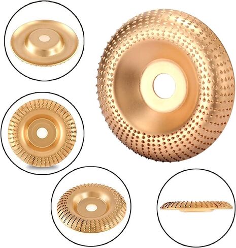 ASNOMY 4 قطع قرص عجلة طحن كربيد التنجستين، مجموعة أقراص نحت قرص تشكيل الخشب لطبق تشكيل عجلة طحن النجارة لطاحونة زاوية 4 بوصة أو 4-1/2 بوصة مع أربور 5/8 بوصة (ذهبي) in Kuwait