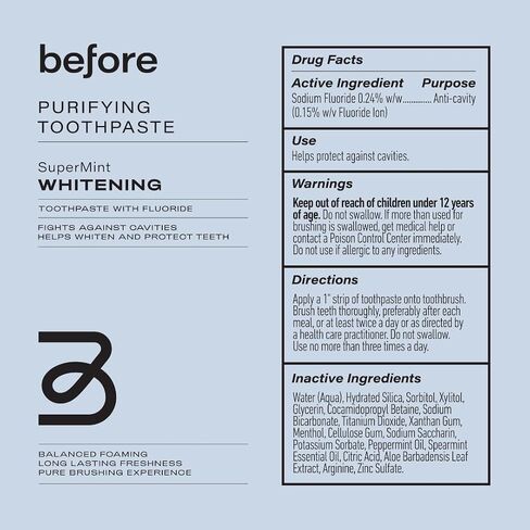 All Natural Whitening Toothpaste, SuperMint, Clean Natural Ingredients, Balanced Foaming, Low Abrasion, Long Lasting Freshness, Plant Based Recyclable Tube, 3.5 oz in Saudi Arabia