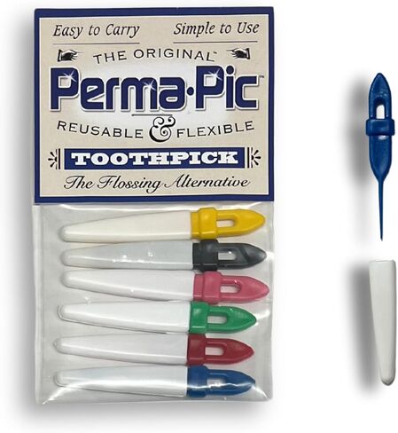 The Original Perma Pic Reusable Toothpick, Perfect Flossing Alternative, Portable & Easy to Carry & Simple to Use (6-Pack) in Saudi Arabia
