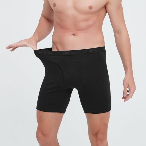 ACUSHLA Merino Wool Underwear for Men - Breathable Soft Odor Control Boxer Brief Base Layer Trunk Underpant Undies in Kuwait