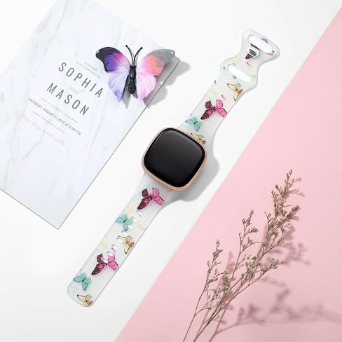 GEAK حزام شفاف متوافق مع Fitbit Versa 3 Bands/Fitbit Versa 4 Bands/Fitbit Sense/Sense 2 Bands للنساء والرجال، حزام أنيق مطبوع بنمط ناعم لا يبهت لساعة Fitbit الذكية الصغيرة والكبيرة in Kuwait