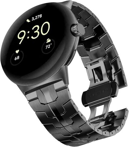 سوار من الفولاذ المقاوم للصدأ متوافق مع ساعة Google Pixel Watch/Pixel Watch 2 مقاس 41 ملم (2022/2023)، حزام معدني بمشبك قابل للطي للرجال in Kuwait