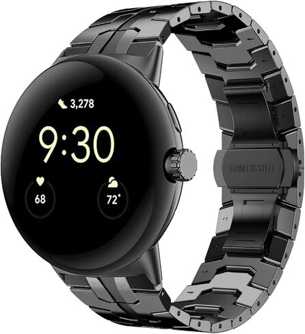 سوار من الفولاذ المقاوم للصدأ متوافق مع ساعة Google Pixel Watch/Pixel Watch 2 مقاس 41 ملم (2022/2023)، حزام معدني بمشبك قابل للطي للرجال in Kuwait