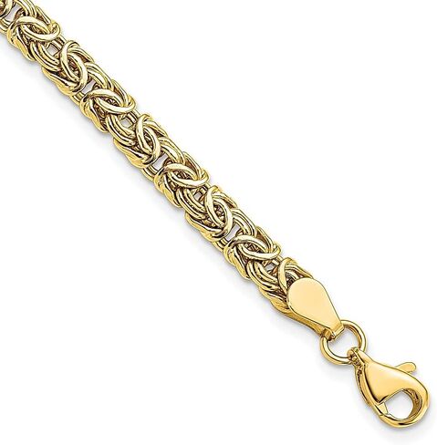 سوار سلسلة بيزنطية من الذهب الأصفر عيار 14 قيراط، مجوهرات فاخرة للنساء، هدايا لها in Kuwait