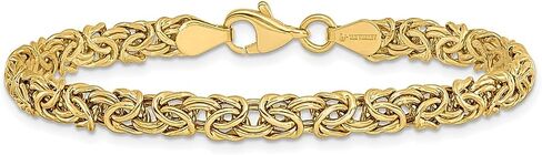 سوار سلسلة بيزنطية من الذهب الأصفر عيار 14 قيراط، مجوهرات فاخرة للنساء، هدايا لها in Kuwait