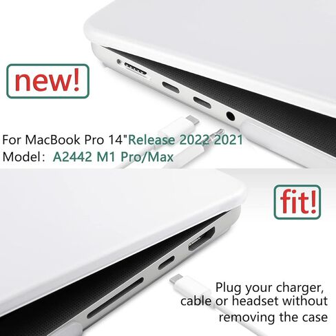 حافظة MEEgoodo لجهاز M3 MacBook Pro مقاس 14 بوصة إصدار 2023 2021 A2779 A2442 M2 M1 Pro/Max مع معرف اللمس، حافظة صلبة مع غطاء لوحة مفاتيح وواقي شاشة متوافق مع MacBook Pro M2، شفاف غير لامع in Kuwait