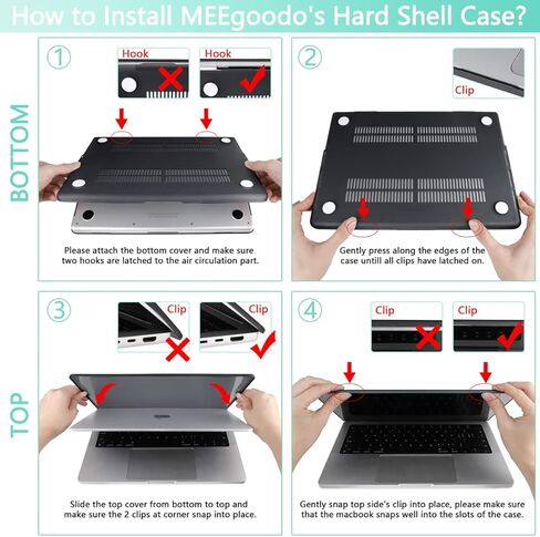 حافظة MEEgoodo لجهاز M3 MacBook Pro مقاس 14 بوصة إصدار 2023 2021 A2779 A2442 M2 M1 Pro/Max مع معرف اللمس، حافظة صلبة مع غطاء لوحة مفاتيح وواقي شاشة متوافق مع MacBook Pro M2، شفاف غير لامع in Kuwait