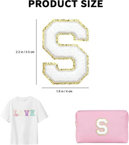Self-Adhesive Iron on Letters 5 Pcs 2.2 inch Chenille Letter Stickers Alphabet Embroidered Applique Stick On Patches for Clothing Jackets Backpack Hat DIY Phone Bags (R) in Saudi Arabia