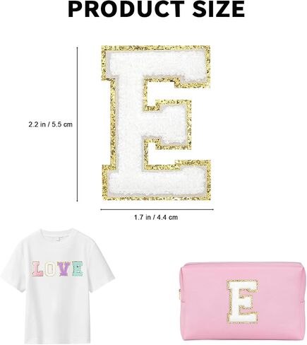 Self-Adhesive Iron on Letters 5 Pcs 2.2 inch Chenille Letter Stickers Alphabet Embroidered Applique Stick On Patches for Clothing Jackets Backpack Hat DIY Phone Bags (R) in Saudi Arabia