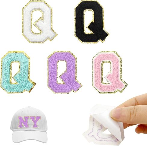 Self-Adhesive Iron on Letters 5 Pcs 2.2 inch Chenille Letter Stickers Alphabet Embroidered Applique Stick On Patches for Clothing Jackets Backpack Hat DIY Phone Bags (R) in Saudi Arabia
