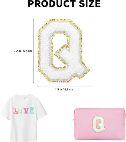 Self-Adhesive Iron on Letters 5 Pcs 2.2 inch Chenille Letter Stickers Alphabet Embroidered Applique Stick On Patches for Clothing Jackets Backpack Hat DIY Phone Bags (R) in Saudi Arabia