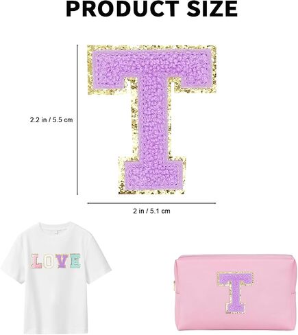 Self-Adhesive Iron on Letters 5 Pcs 2.2 inch Chenille Letter Stickers Alphabet Embroidered Applique Stick On Patches for Clothing Jackets Backpack Hat DIY Phone Bags (R) in Saudi Arabia