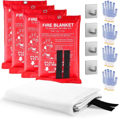 Emergency Fire Blankets for Home and Kitchen - 4PCS Fire Extinguishing Blanket for Kitchen House Camping Car Warehouse Office Emergency Prepared Survival Safety MHt in Saudi Arabia