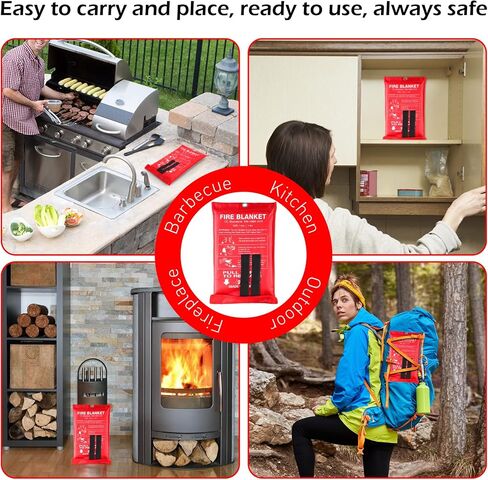 Emergency Fire Blankets for Home and Kitchen - 4PCS Fire Extinguishing Blanket for Kitchen House Camping Car Warehouse Office Emergency Prepared Survival Safety MHt in Saudi Arabia