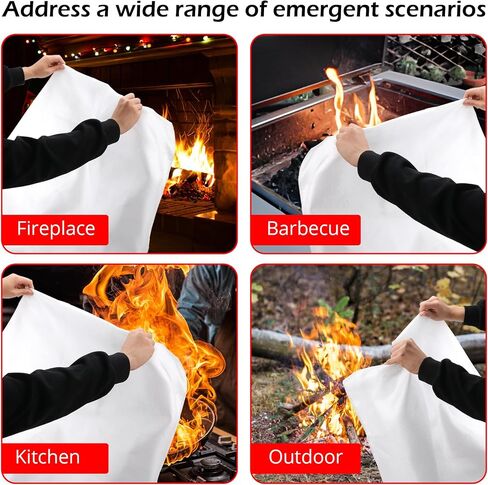 Emergency Fire Blankets for Home and Kitchen - 4PCS Fire Extinguishing Blanket for Kitchen House Camping Car Warehouse Office Emergency Prepared Survival Safety MHt in Saudi Arabia