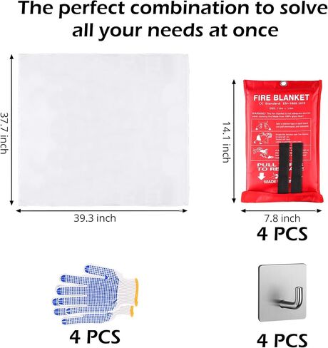 Emergency Fire Blankets for Home and Kitchen - 4PCS Fire Extinguishing Blanket for Kitchen House Camping Car Warehouse Office Emergency Prepared Survival Safety MHt in Saudi Arabia
