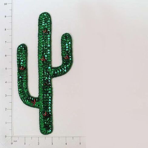 Expo International 9" x 4 1/4" Desert Cactus Sequin Patches/Appliques, Green Multi in Saudi Arabia