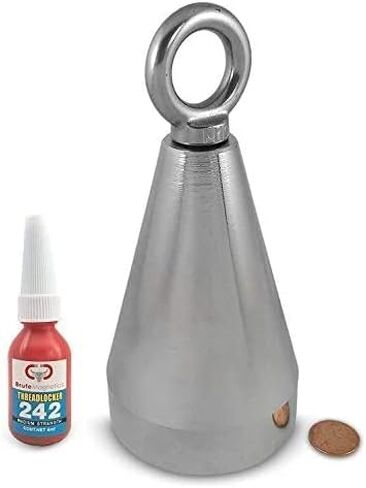 Brute Magnetics Cone Fishing Magnet | 575 lbs Rare Earth Neodymium Magnet | Includes 2.95" Powerful Magnet and Threadlocker |Strong Magnets for Fishing in Lakes or Rivers in Kuwait