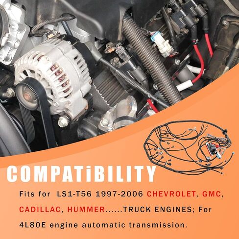LS1 Standalone Small Block T56 Wire Harness Compatible with 1997-2006 GM 4.8L 5.3L 6.0L Vortec 60A Relay for Engine 4L80E Transmission in Saudi Arabia