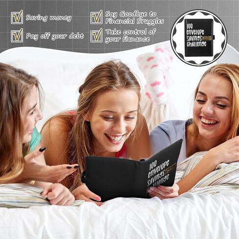 طقم مجلد تحدي توفير المال مكون من 100 ظرف مع آلة حاسبة صغيرة، منظم كتب للميزانية مقاس A5 مع مظاريف نقدية لمدة 100 يوم لتوفير 5050 دولارًا لتوفير أموال الميزانية (وردي) in Saudi Arabia
