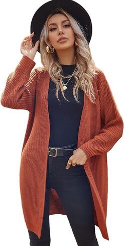 MakeMeChic Women's Oversized Raglan Sleeve Shawl Collar Midi Sweater Cardigan in Saudi Arabia