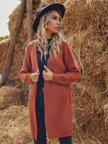 MakeMeChic Women's Oversized Raglan Sleeve Shawl Collar Midi Sweater Cardigan in Saudi Arabia