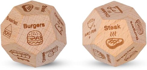 2pcs Food Decision Dice, Wooden Date Night Dice Whats for Dinner Dice Funny 12 Food Choice Creative Takeaway Dice for Couples Him Her Boyfriend Girlfriend Husband Wife Valentines Birthday in Saudi Arabia