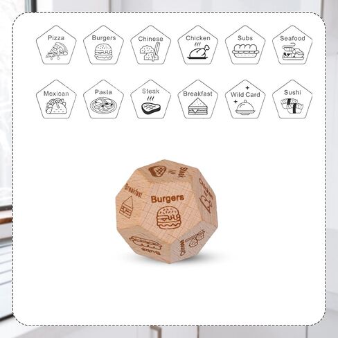 2pcs Food Decision Dice, Wooden Date Night Dice Whats for Dinner Dice Funny 12 Food Choice Creative Takeaway Dice for Couples Him Her Boyfriend Girlfriend Husband Wife Valentines Birthday in Saudi Arabia