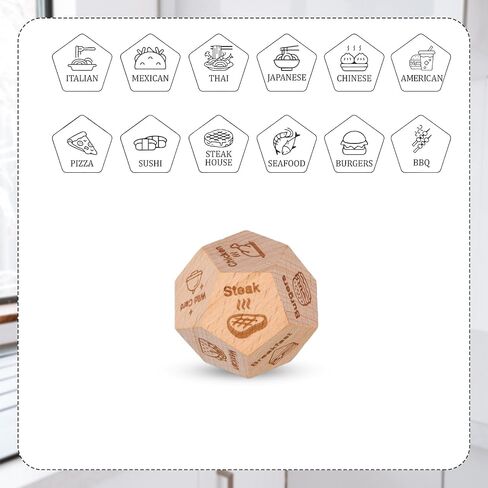 2pcs Food Decision Dice, Wooden Date Night Dice Whats for Dinner Dice Funny 12 Food Choice Creative Takeaway Dice for Couples Him Her Boyfriend Girlfriend Husband Wife Valentines Birthday in Saudi Arabia