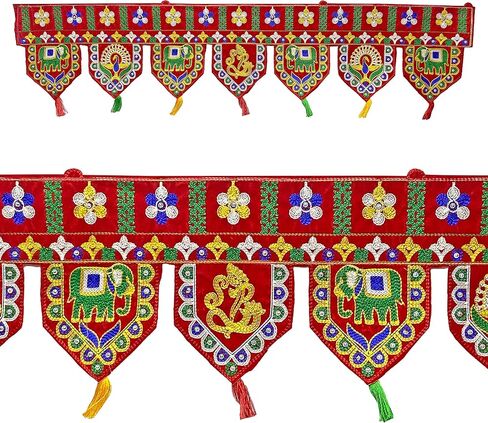 SATVIK Handmade Valvet Fabric Toran Door Decorations Indian Diwali Decorations Items Fancy Door Subh Labh Latkan Bandarwal Hangings Valance Deepawali Mandir Puja Diwali Diya Rangoli Traditional Items in Saudi Arabia