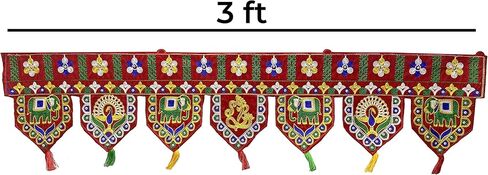 SATVIK Handmade Valvet Fabric Toran Door Decorations Indian Diwali Decorations Items Fancy Door Subh Labh Latkan Bandarwal Hangings Valance Deepawali Mandir Puja Diwali Diya Rangoli Traditional Items in Saudi Arabia
