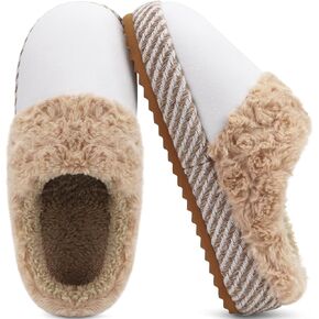 ONCAI Womam Slippers with Cushion Yoga Mat Faux Fur Lining Fuzzy Suede Warm Winter House Slippers Shoes Ladies Indoor and Outdoor Cozy Rubber Sole US Size 5-11 in Kuwait