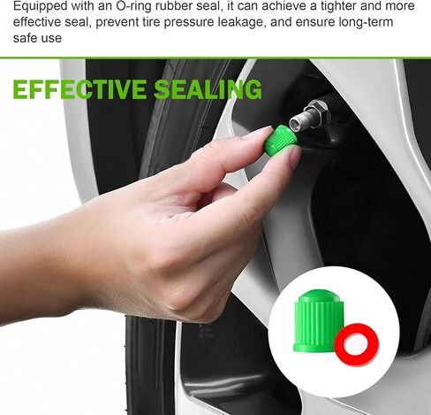 20PCS Tire Valve Stem Caps, Plastic Tyre Air Valve Caps with O Rubber Seal, Dust-proof Airtight Automotive Exterior Accessories, Universal for Car, Motorbike, Trucks, Bike, Bicycle (Black) in Saudi Arabia