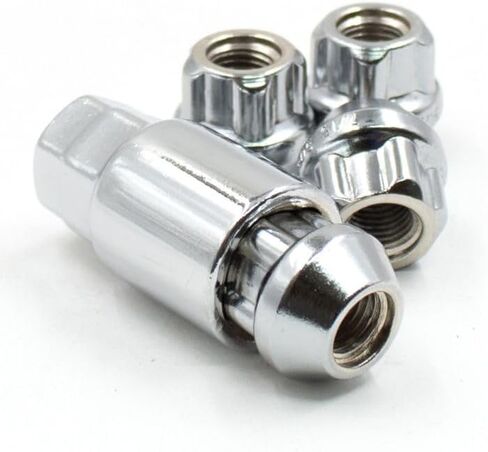 Wheel Accessories Parts 7/16" Thread Open End 0.83" Long Locking Wheel Lug Nuts Lock Chrome Dual Hex Key 13/16" and 3/4" Fits Many Classic Chevrolet, Buick, GMC, Pontiac Vehicles in Saudi Arabia