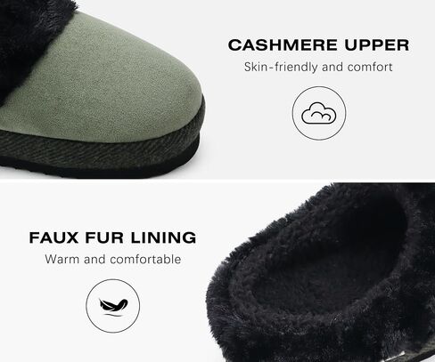 ONCAI Womam Slippers with Cushion Yoga Mat Faux Fur Lining Fuzzy Suede Warm Winter House Slippers Shoes Ladies Indoor and Outdoor Cozy Rubber Sole US Size 5-11 in Saudi Arabia