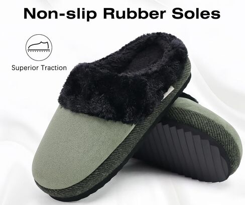 ONCAI Womam Slippers with Cushion Yoga Mat Faux Fur Lining Fuzzy Suede Warm Winter House Slippers Shoes Ladies Indoor and Outdoor Cozy Rubber Sole US Size 5-11 in Saudi Arabia