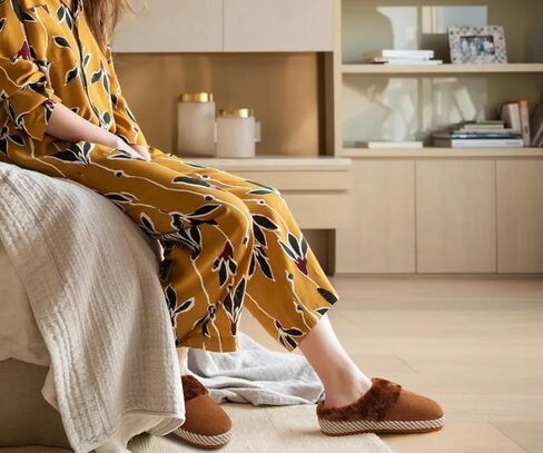 ONCAI Womam Slippers with Cushion Yoga Mat Faux Fur Lining Fuzzy Suede Warm Winter House Slippers Shoes Ladies Indoor and Outdoor Cozy Rubber Sole US Size 5-11 in Saudi Arabia