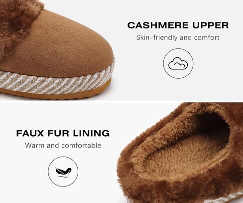 ONCAI Womam Slippers with Cushion Yoga Mat Faux Fur Lining Fuzzy Suede Warm Winter House Slippers Shoes Ladies Indoor and Outdoor Cozy Rubber Sole US Size 5-11 in Saudi Arabia