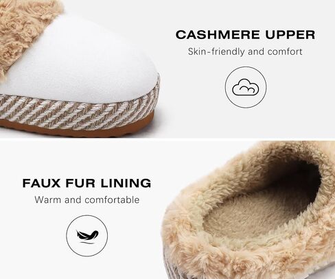 ONCAI Womam Slippers with Cushion Yoga Mat Faux Fur Lining Fuzzy Suede Warm Winter House Slippers Shoes Ladies Indoor and Outdoor Cozy Rubber Sole US Size 5-11 in Kuwait
