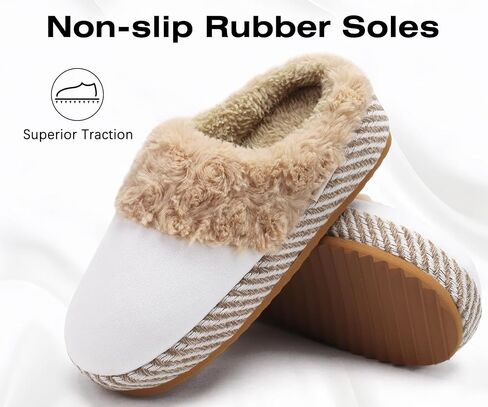 ONCAI Womam Slippers with Cushion Yoga Mat Faux Fur Lining Fuzzy Suede Warm Winter House Slippers Shoes Ladies Indoor and Outdoor Cozy Rubber Sole US Size 5-11 in Kuwait