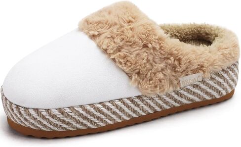 ONCAI Womam Slippers with Cushion Yoga Mat Faux Fur Lining Fuzzy Suede Warm Winter House Slippers Shoes Ladies Indoor and Outdoor Cozy Rubber Sole US Size 5-11 in Kuwait