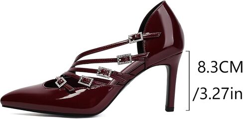 Women's Slip On Stiletto High Heels Elegant Closed Pointed Toe Strappy Dress Pumps with Rhinestone Buckles for Wedding Bridal Party Work Formal Pump in Kuwait
