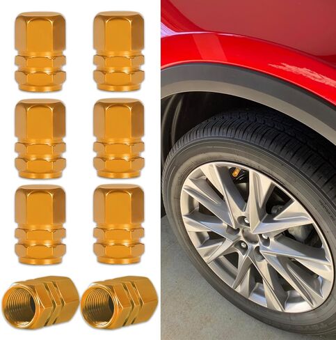 8PCS Car Tire Valve Stem Cap, Air Cap Cover, Anti-Corrosion Aluminum Alloy Valve Stem Dust Cap with Rubber Seal, Universal Wheel Valve Cover Accessories for Car SUV Bike Truck (Green, 8PCS) in Saudi Arabia