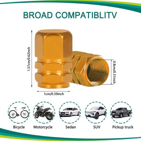 8PCS Car Tire Valve Stem Cap, Air Cap Cover, Anti-Corrosion Aluminum Alloy Valve Stem Dust Cap with Rubber Seal, Universal Wheel Valve Cover Accessories for Car SUV Bike Truck (Green, 8PCS) in Saudi Arabia