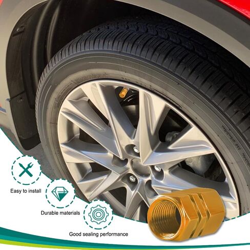 8PCS Car Tire Valve Stem Cap, Air Cap Cover, Anti-Corrosion Aluminum Alloy Valve Stem Dust Cap with Rubber Seal, Universal Wheel Valve Cover Accessories for Car SUV Bike Truck (Green, 8PCS) in Saudi Arabia