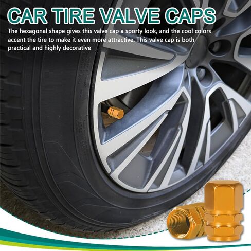8PCS Car Tire Valve Stem Cap, Air Cap Cover, Anti-Corrosion Aluminum Alloy Valve Stem Dust Cap with Rubber Seal, Universal Wheel Valve Cover Accessories for Car SUV Bike Truck (Green, 8PCS) in Saudi Arabia