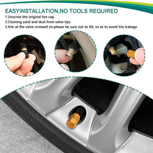 8PCS Car Tire Valve Stem Cap, Air Cap Cover, Anti-Corrosion Aluminum Alloy Valve Stem Dust Cap with Rubber Seal, Universal Wheel Valve Cover Accessories for Car SUV Bike Truck (Green, 8PCS) in Saudi Arabia